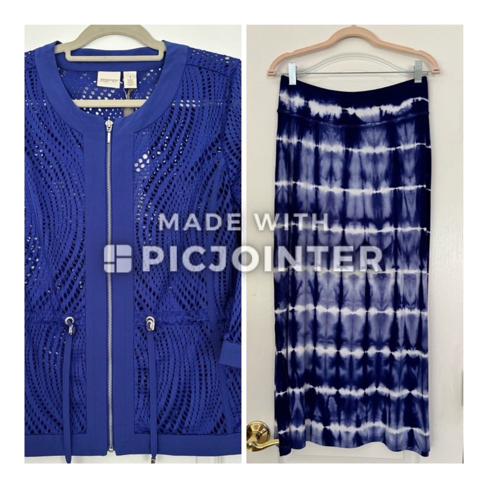 Chico’s Zenergy Mesh Jacket and Long Skirt Set. New with tags attached.